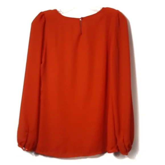 JOYJOY Embroidered Blouse Bohemian Office Orange Pumpkin NWT - Picture 4 of 8